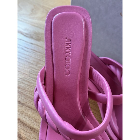 Jimmy Choo Diosa 50 Pink Leather Mules Square Toe Heels EU 39 US 8.5 Box - Picture 7 of 16
